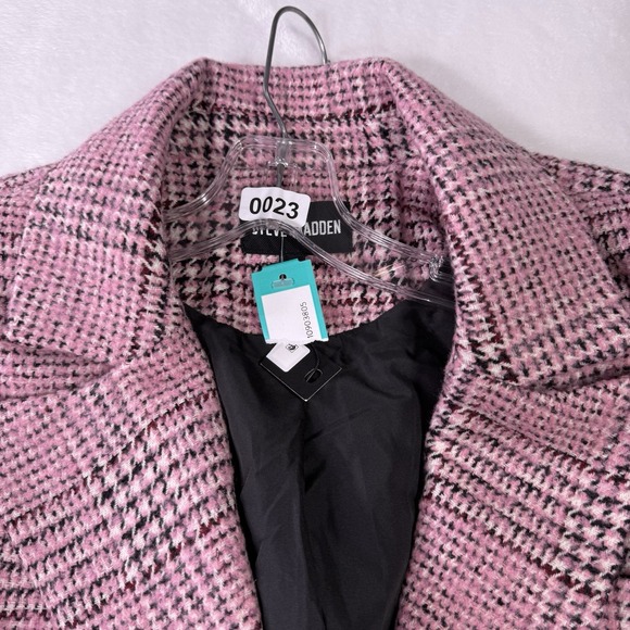 Steve Madden Gemini Coat XL Pink Plaid Peacoat Overcoat Knit Soft Luxury NWT - Picture 13 of 13